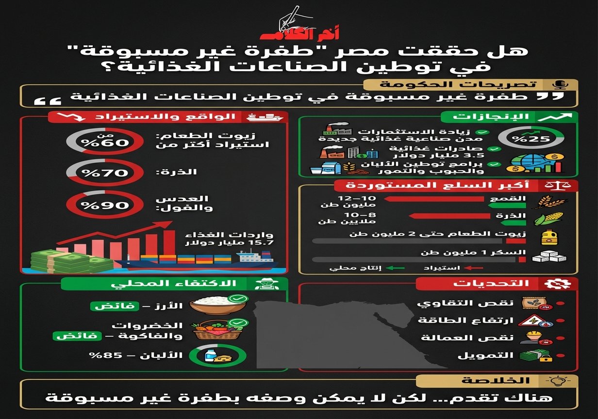 هل حققت مصر “طفرة غير مسبوقة” في توطين الصناعات الغذائية؟