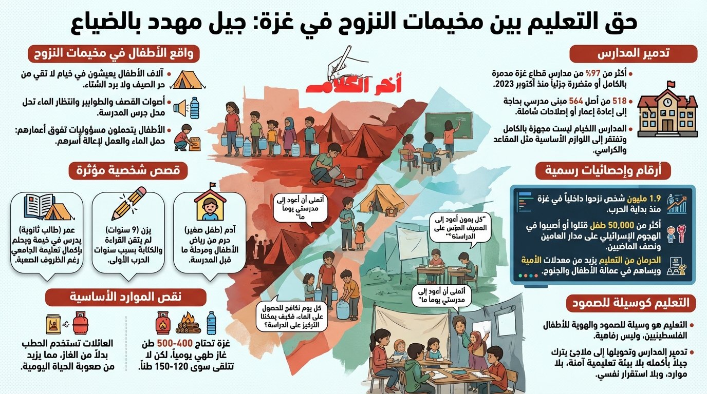 حقّ التعليم بين خيام النزوح وجيل مهدّد بالضياع