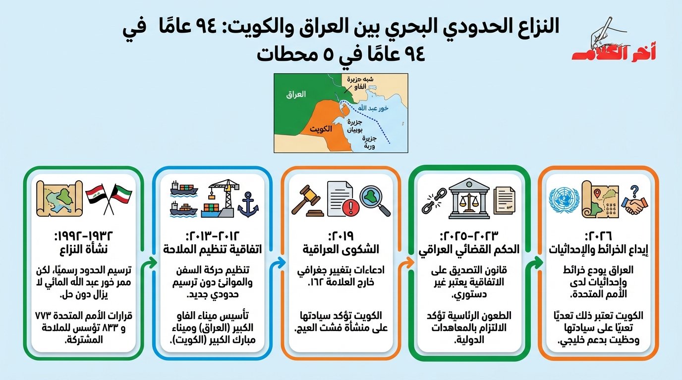 نزاع الحدود البحرية بين العراق والكويت.. 94 عامًا من التوتر في 5 محطات