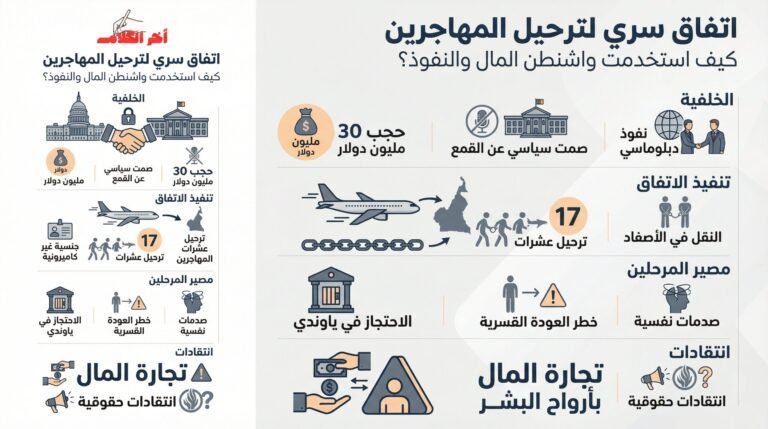 انفوجرافيك يشرح الاتفاق السري بين الولايات المتحدة والكاميرون لترحيل المهاجرين