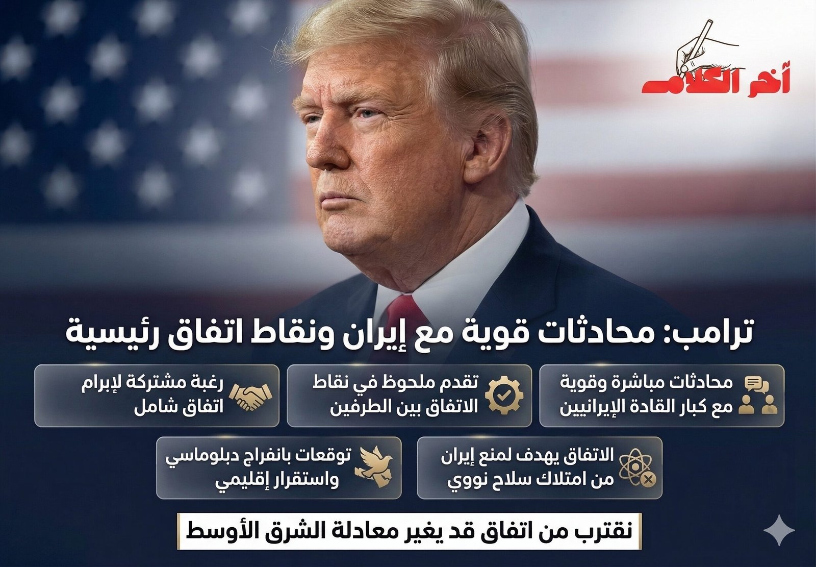 ترامب: محادثات قوية مع إيران ونقاط اتفاق رئيسية