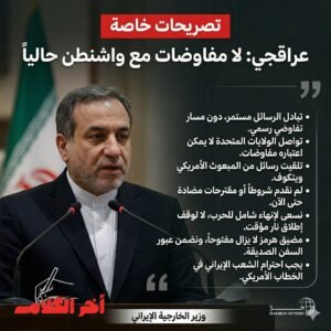 عراقجي: لا مفاوضات مع واشنطن حالياً