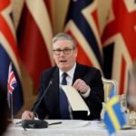 كير ستارمر خلال مؤتمر صحفي حول السياسة الخارجية