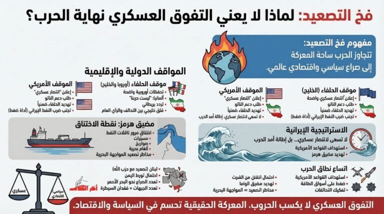 تحليل لصحيفة الغارديان يكشف كيف دخلت الحرب الأميركية–الإسرائيلية على إيران “فخ التصعيد”، حيث يتحول التفوق العسكري إلى صراع سياسي واقتصادي يهدد التحالفات وأسواق الطاقة.