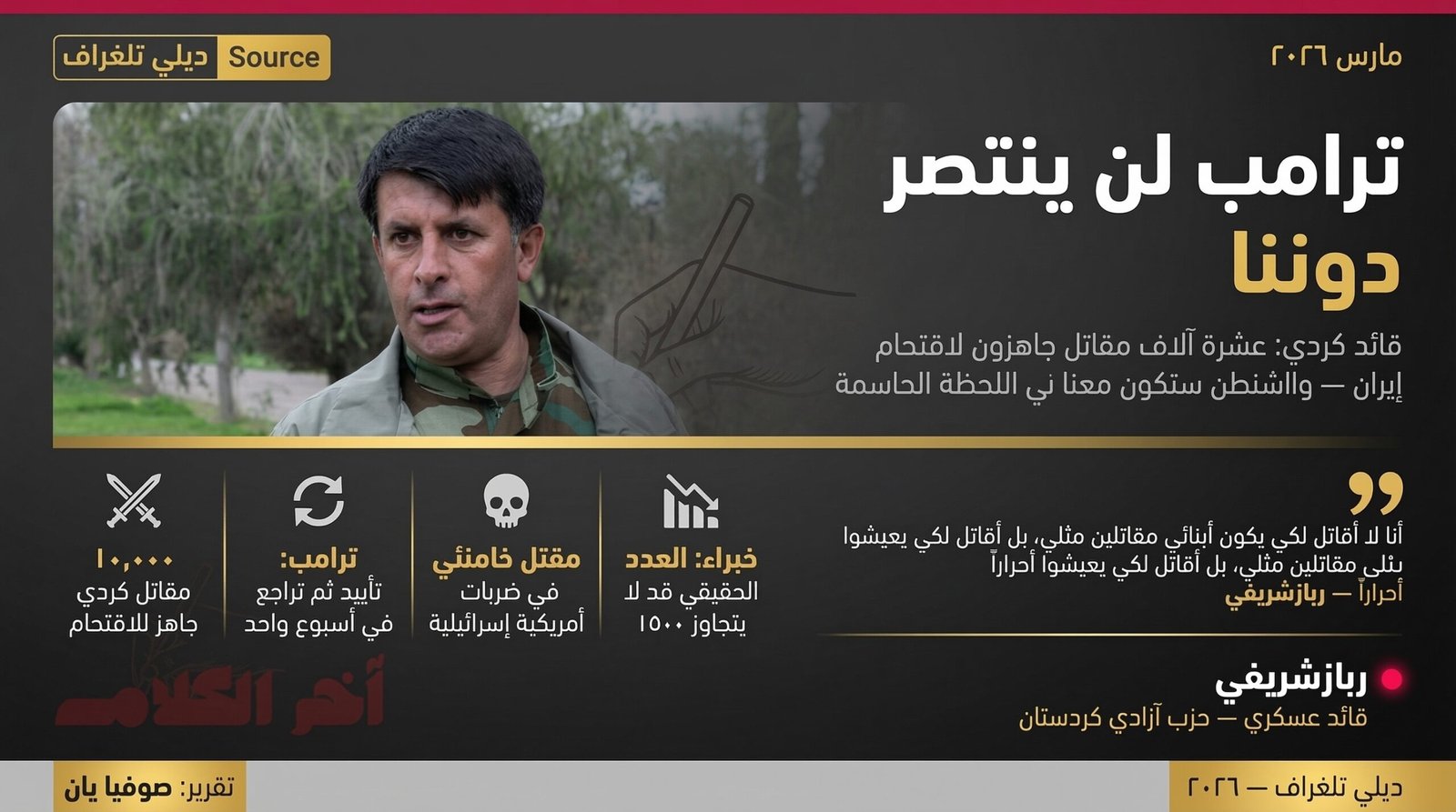 قائد ميليشيا كردية: ترامب لن ينتصر في الحرب دوننا