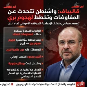 قاليباف: واشنطن تتحدث عن المفاوضات وتخطط لهجوم بري على إيران