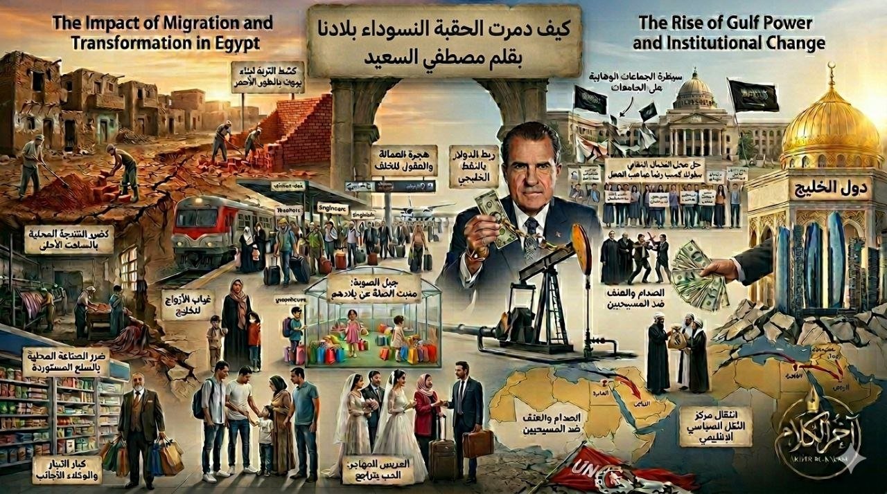 صورة تعبر عن تأثير الحقبة النفطية على مصر ودول آخرى 