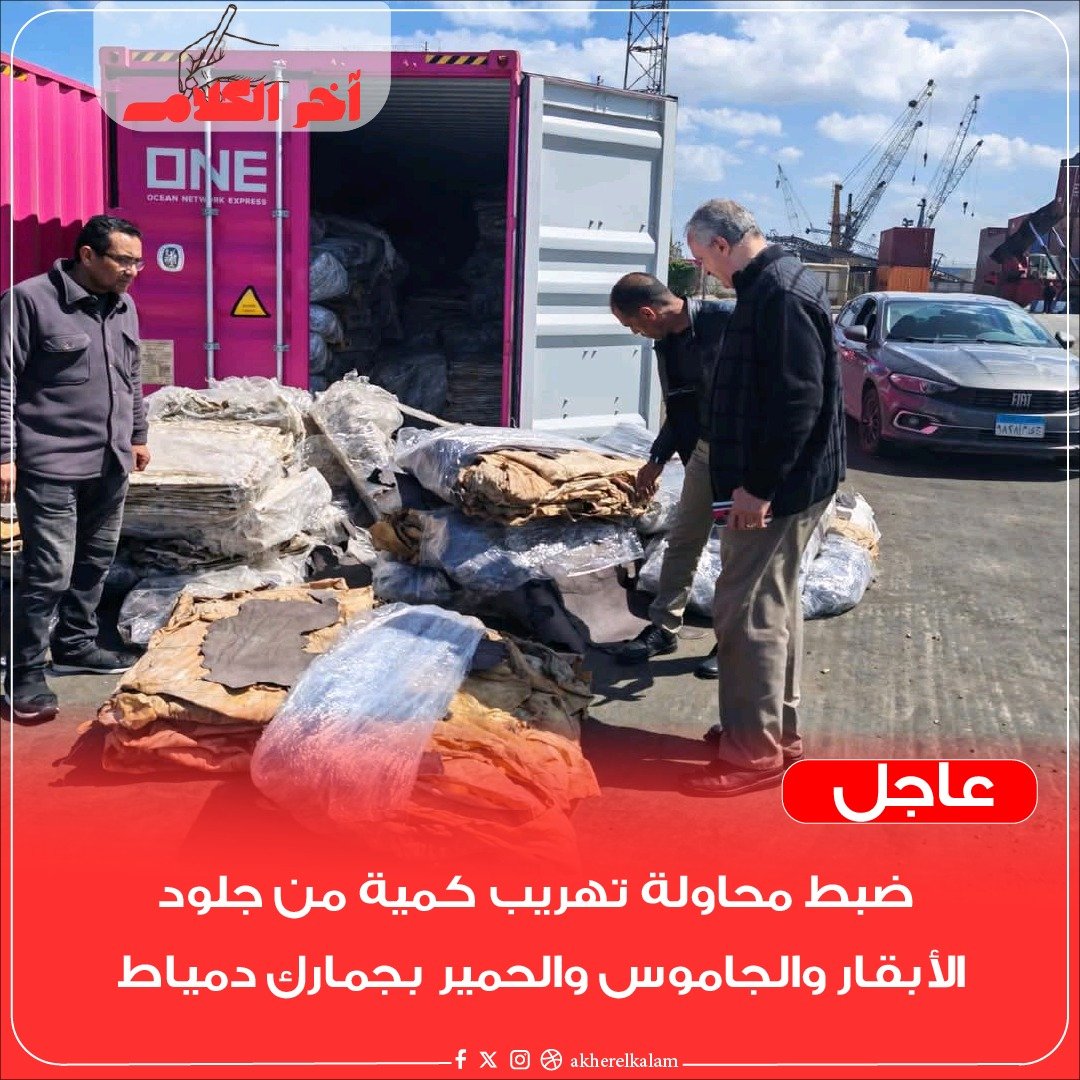 إحباط محاولة تهريب جلود حيوانات في جمارك دمياط