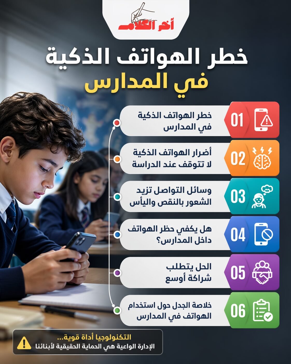 خطر الهواتف الذكية في المدارس