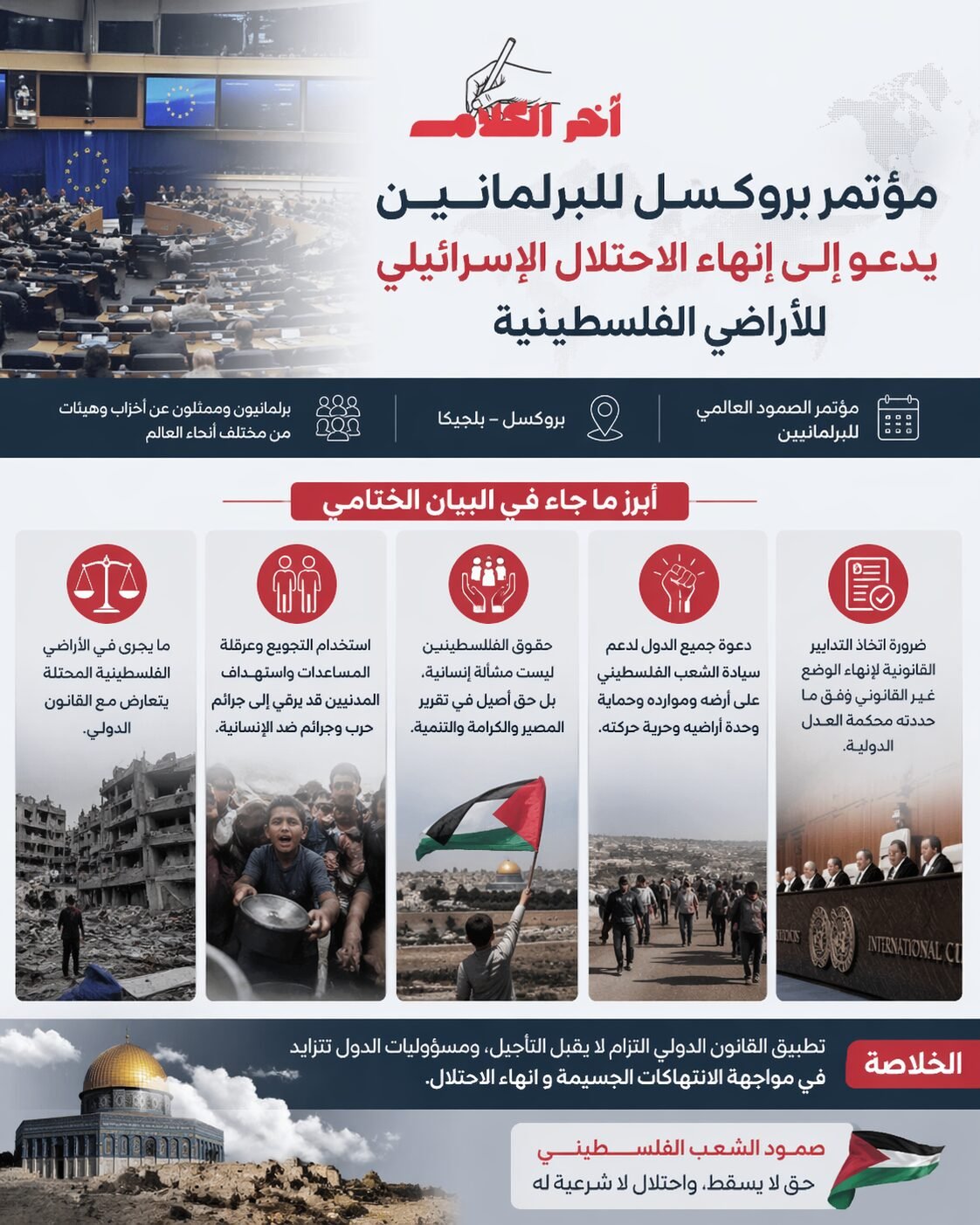 مؤتمر برلماني في بروكسل يطالب بإنهاء الاحتلال الإسرائيلي لفلسطين