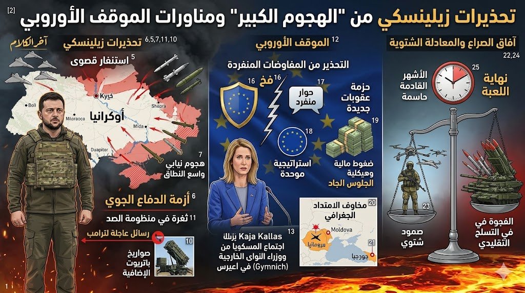 تحذيرات زيلينسكي من “الهجوم الكبير” ومناورات وحدة الموقف الأوروبي