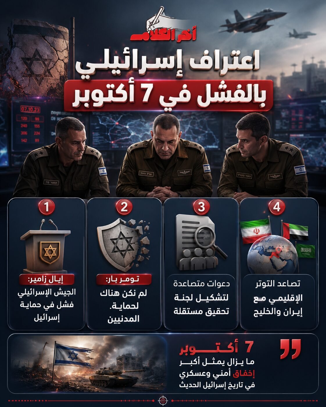 اعتراف إسرائيلي بالفشل في السابع من أكتوبر