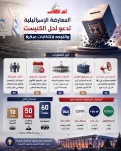 المعارضة الإسرائيلية تدعو لحل الكنيست والتوجه إلى انتخابات مبكرة