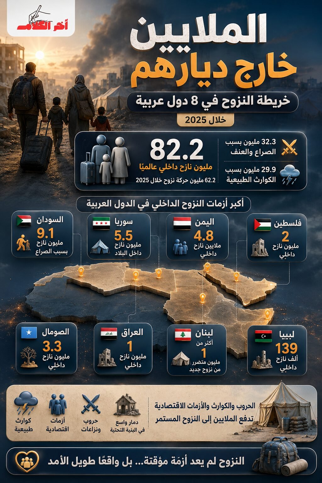 الملايين خارج ديارهم. خريطة النزوح العربية