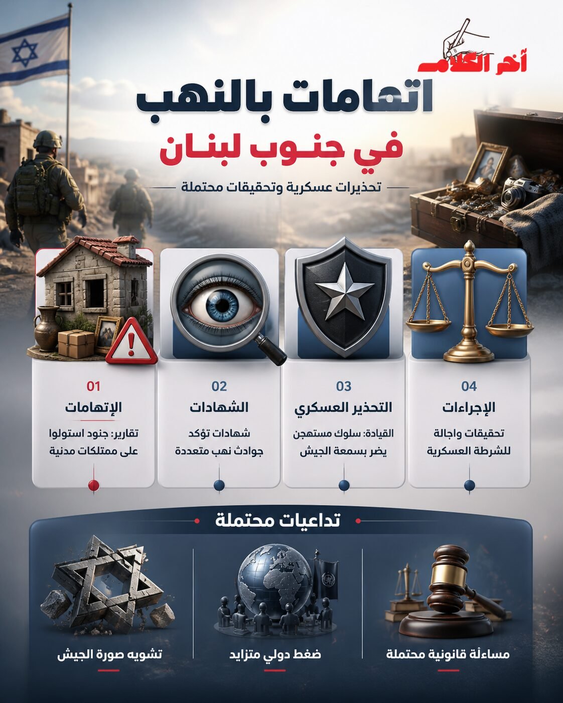 جنود إسرائيليون متهمون بأعمال نهب بلبنان