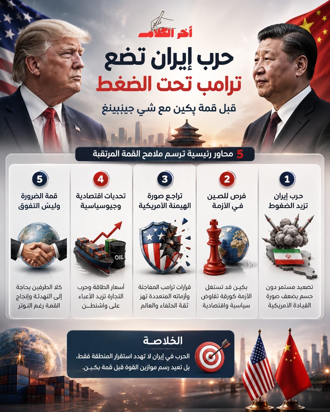حرب إيران تضع ترامب تحت الضغط قبل قمة بكين مع شي جينبينغ