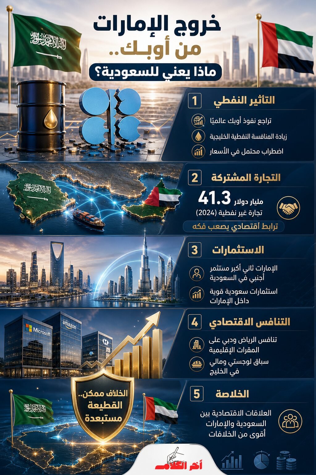خروج الإمارات من أوبك.. كيف قد يتأثر التعاون التجاري مع السعودية؟