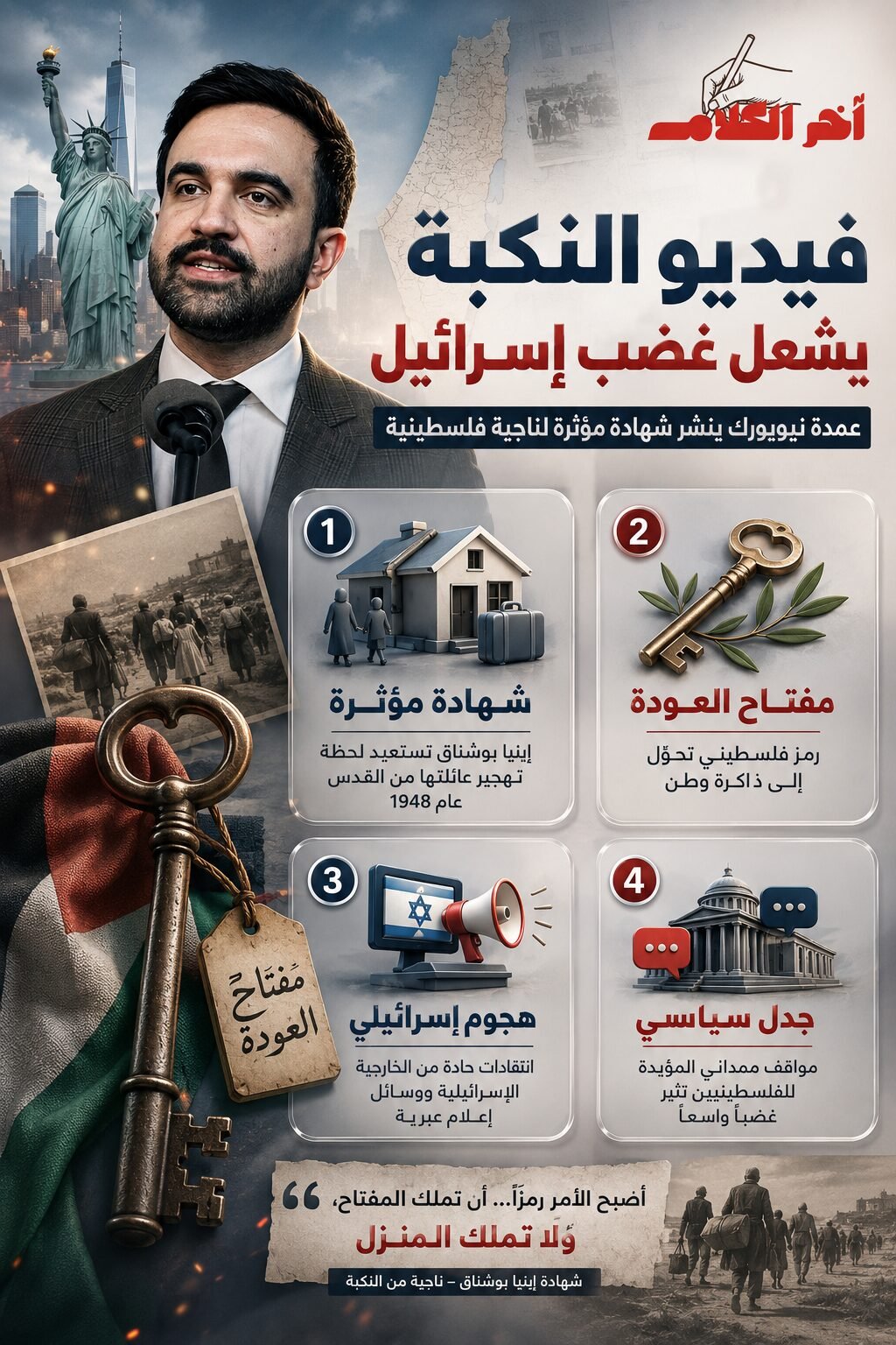 ممداني يستذكر النكبة.. وتل أبيب ترد بغضب