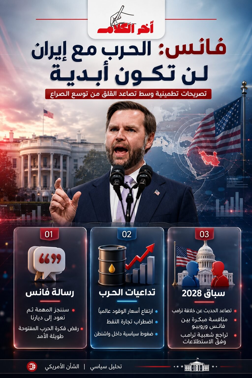 فانس: الحرب مع إيران لن تستمر للأبد