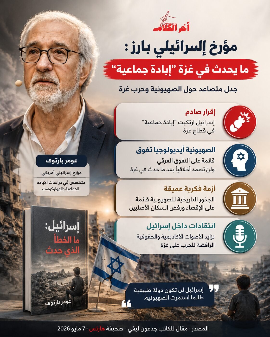 مؤرخ إسرائيلي بارز: ما يحدث في غزة إبادة جماعية