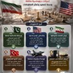 انفوجرافيك عربي يوضح العناوين الرئيسية في نشرة أخبار إيران