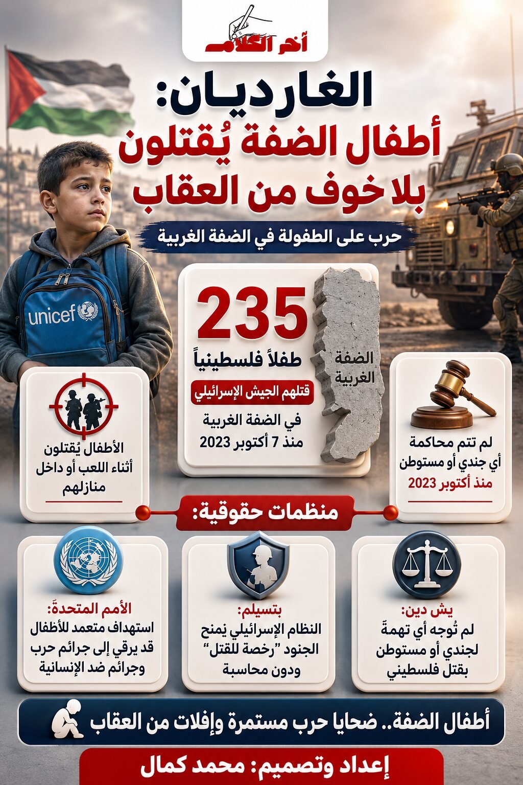 أطفال فلسطين بين الرصاص والإفلات من العقاب