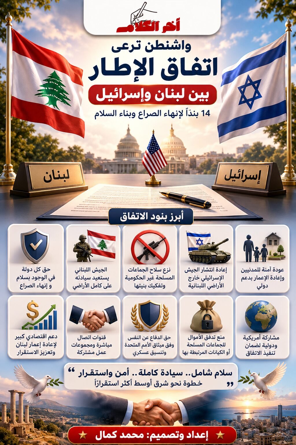 اتفاق تاريخي أم بداية تطبيع؟.. واشنطن تنشر نص اتفاق الإطار بين لبنان وإسرائيل