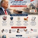 إنفوجرافيك سياسي يشرح أسباب فشل أهداف ترامب في الحرب ضد إيران، وتداعيات الصراع على البرنامج النووي الإيراني وأسواق الطاقة العالمية.