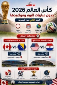 جدول مباريات كأس العالم 2026 اليوم