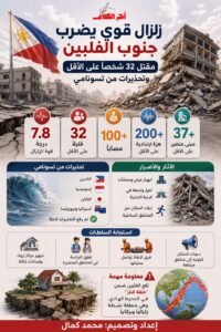 زلزال قوي يضرب جنوب الفلبين ويخلّف عشرات الضحايا