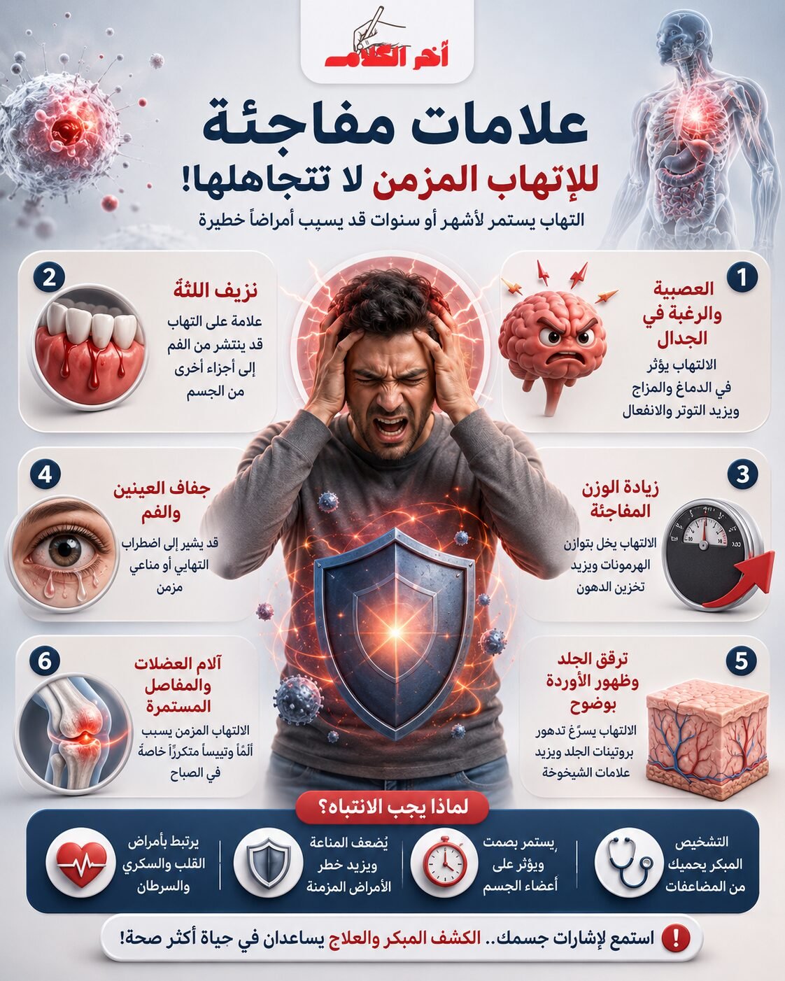 علامات مفاجئة قد تكشف الإصابة بالالتهاب المزمن
