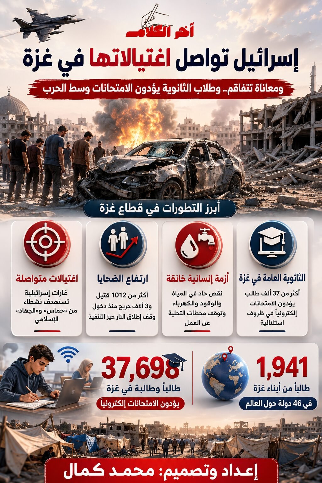 غزة بين القصف والامتحانات.. واقع يزداد قسوة