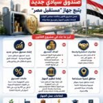إنفوجرافيك عربي يوضح تفاصيل مشروع قانون إنشاء صندوق «مستقبل مصر للثروة السيادية» التابع لجهاز «مستقبل مصر»، مع استعراض أبرز صلاحيات الصندوق، وأهدافه الاستثمارية، وإعادة تنظيم الجهاز، والقطاعات الاقتصادية المستهدفة لدعم التنمية المستدامة في مصر.
