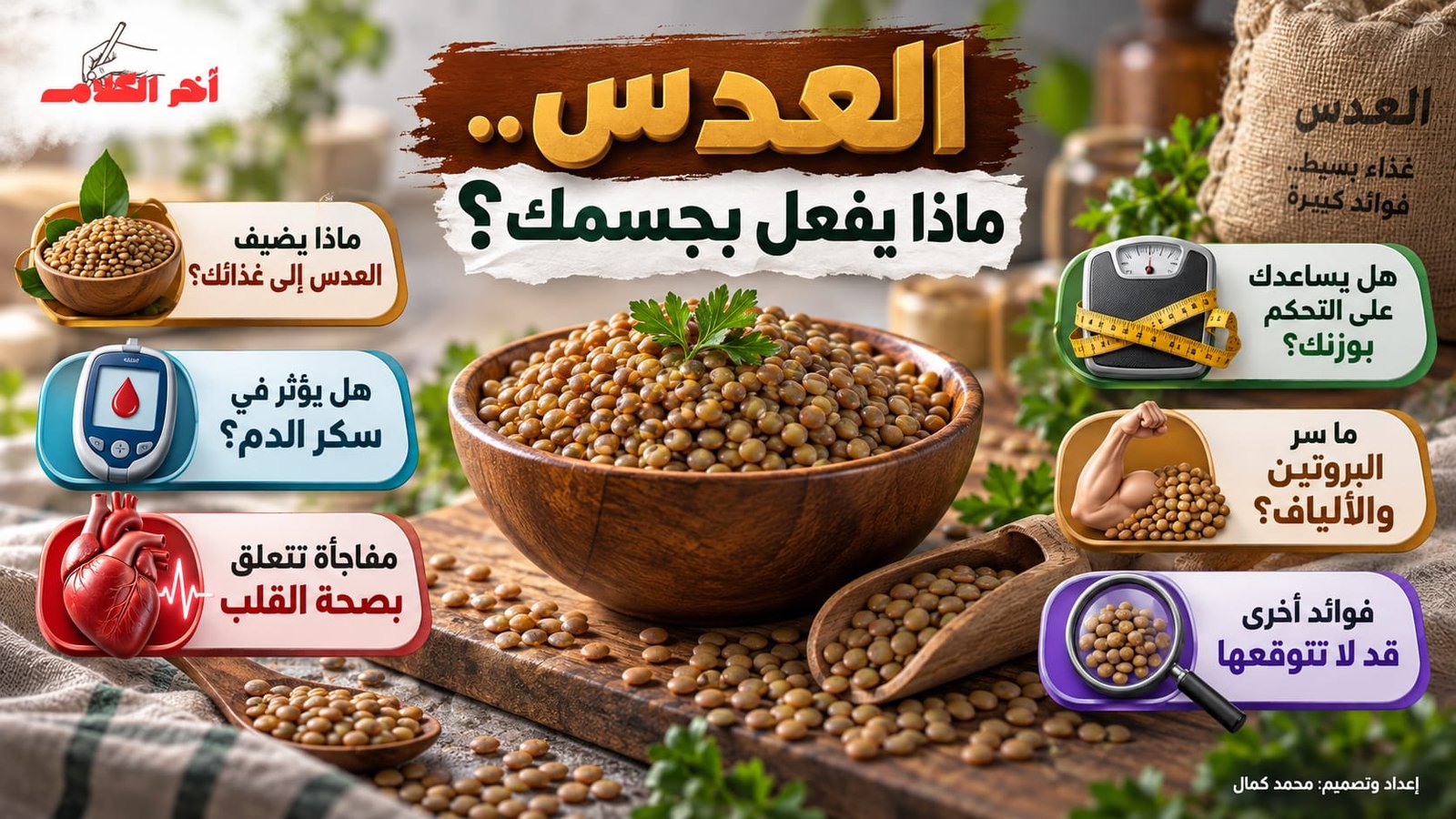 العدس: مصدر للبروتين والألياف وفوائد محتملة للقلب والوزن
