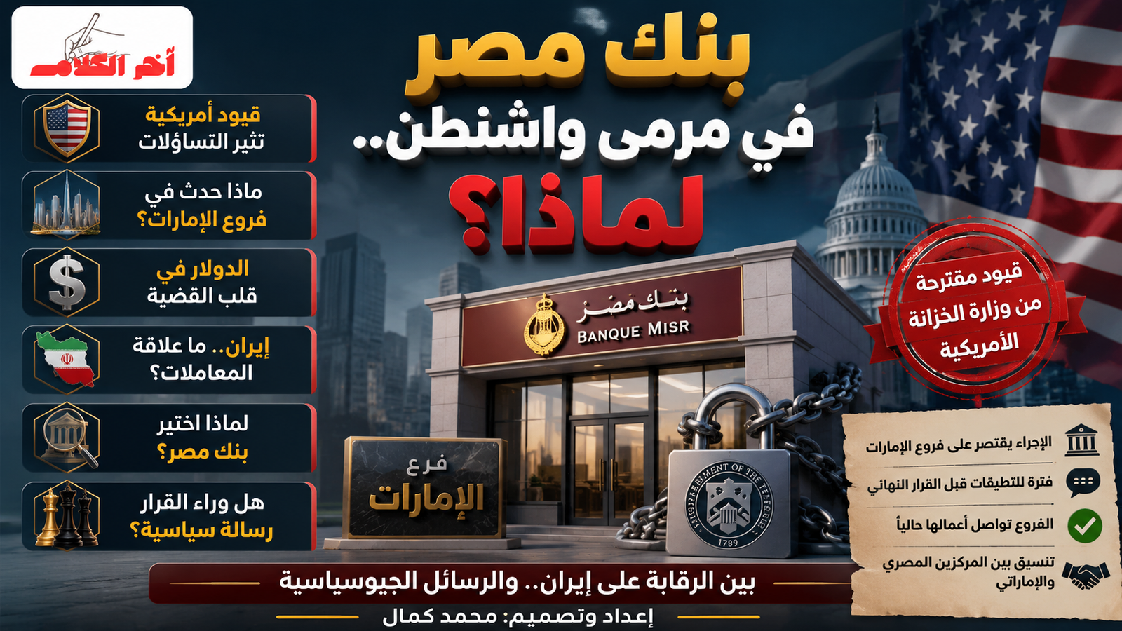 قيود أمريكية على فروع بنك مصر بالإمارات.. هل تحمل رسائل سياسية؟